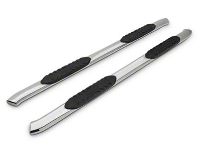 Barricade 5-Inch Oval 60 Degree Bent End Side Step Bars; Stainless Steel (17-25 F-250 Super Duty SuperCab)