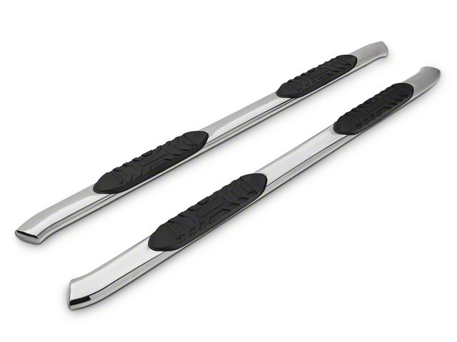 Barricade 5-Inch Oval 60 Degree Bent End Side Step Bars; Stainless Steel (17-24 F-250 Super Duty SuperCab)