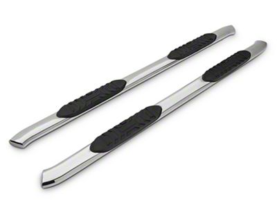 Barricade 5-Inch Oval 60 Degree Bent End Side Step Bars; Stainless Steel (17-23 F-250 Super Duty SuperCab)