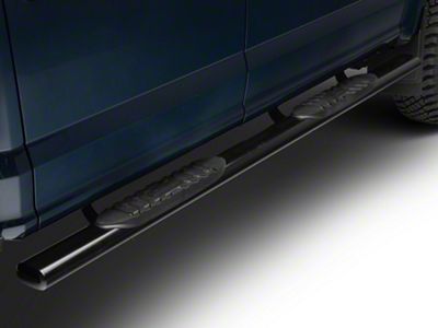 Barricade 5-Inch Oval Straight End Side Step Bars; Black (17-24 F-250 Super Duty SuperCrew)