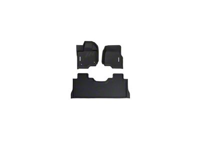 BaseLayer Custom-Fit All Weather Front and Rear Floor Liners with Gray Logo; Black (15-25 F-150 SuperCrew w/ Rear Under Seat Storage)