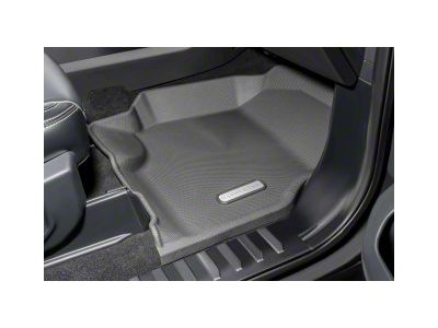 BaseLayer Custom-Fit All Weather Front Floor Liners with Gray Logo; Black (17-25 F-250 Super Duty SuperCab, SuperCrew)