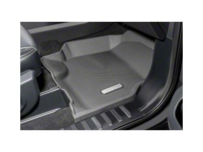 BaseLayer Custom-Fit All Weather Front Floor Liners with Gray Logo; Black (17-25 F-350 Super Duty SuperCab, SuperCrew)