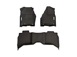 BaseLayer Custom-Fit All Weather Front and Rear Floor Liners with Gray Logo; Black (10-18 RAM 3500 Crew Cab)