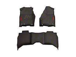 BaseLayer Custom-Fit All Weather Front and Rear Floor Liners with Red Logo; Black (10-18 RAM 3500 Crew Cab)