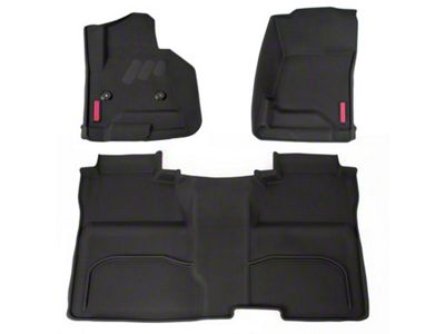 BaseLayer Custom-Fit All Weather Front and Rear Floor Liners with Red Logo; Black (15-19 Sierra 3500 HD Crew Cab)