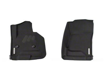 BaseLayer Custom-Fit All Weather Front Floor Liners with Gray Logo; Black (15-19 Silverado 3500 HD Double Cab, Crew Cab)