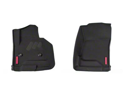 BaseLayer Custom-Fit All Weather Front Floor Liners with Red Logo; Black (15-19 Silverado 3500 HD Double Cab, Crew Cab)