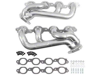 BBK 1-3/4-Inch Shorty Headers; Polished Silver Ceramic (19-24 V8 Sierra 1500)