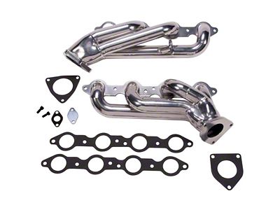 BBK 1-3/4-Inch Tuned Length Shorty Headers; Polished Silver Ceramic (07-09 6.0L Sierra 3500 HD)