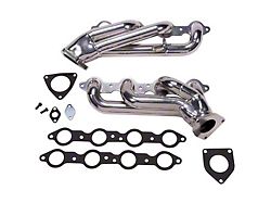 BBK 1-3/4-Inch Tuned Length Shorty Headers; Polished Silver Ceramic (07-09 6.0L Silverado 2500 HD)