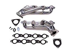 BBK 1-3/4-Inch Tuned Length Shorty Headers; Polished Silver Ceramic (07-09 6.0L Silverado 3500 HD)