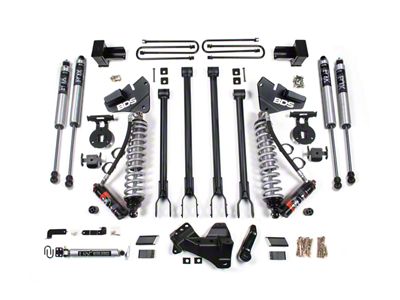 BDS 4-Inch 4-Link Suspension Lift Kit with 5-Inch Lift Blocks, FOX 2.5 Performance Elite Coil-Overs and 2.0 Performance Shocks (17-19 4WD 6.7L Powerstroke F-250 Super Duty w/ 2-Leaf Rear Springs)