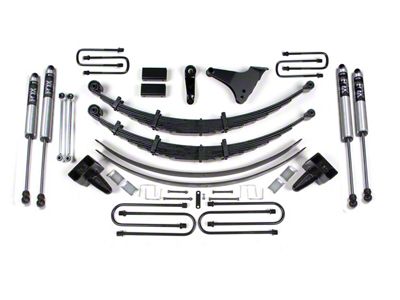 BDS 6-Inch Leaf Spring Suspension Lift Kit with Square U-Bolts, Rear Lift Blocks and FOX 2.0 Performance Shocks (Late 99-00 4WD F-250 Super Duty w/o Factory Overload Springs)