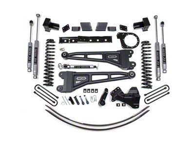 BDS 6-Inch Radius Arm Suspension Lift Kit with 5-Inch Lift Blocks and NX2 Nitro Shocks (17-19 4WD 6.7L Powerstroke F-250 Super Duty w/ 2-Leaf Rear Springs)