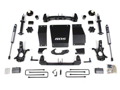 BDS 4-Inch Suspension Lift Kit with Rear Lift Blocks and FOX 2.0 Performance Shocks (14-18 4WD Sierra 1500 w/ Stock Cast Aluminum or Stamped Steel Control Arms)