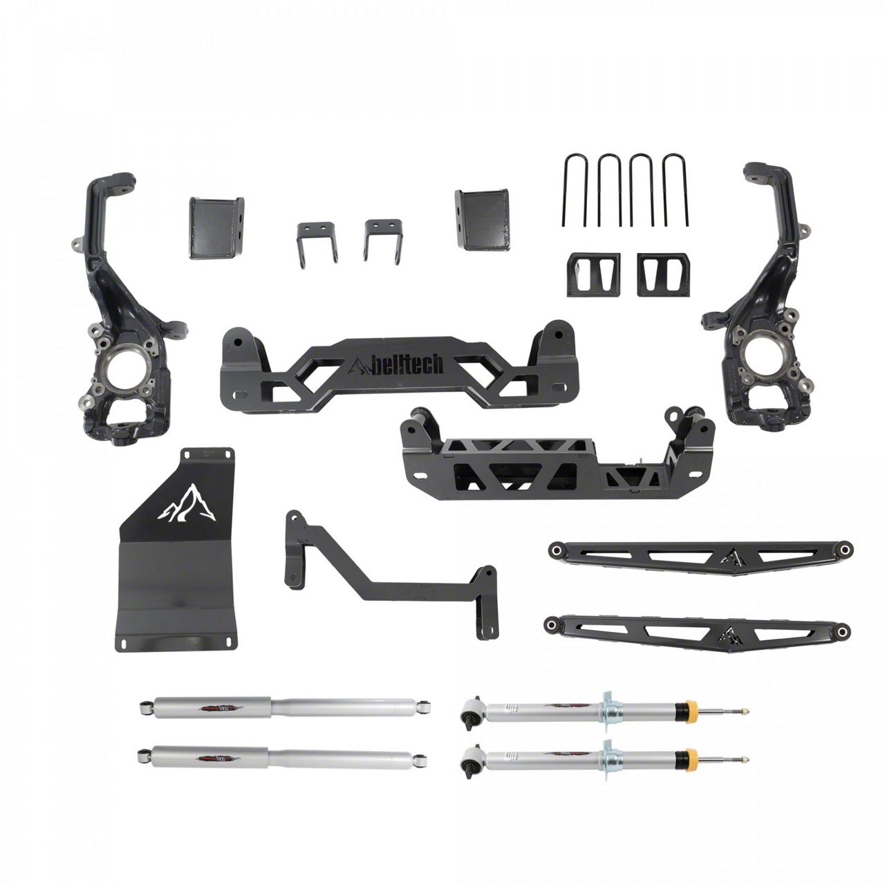 Belltech 5 to 7-Inch Suspension Lift Kit with Trail Performance Shocks and Struts (21-24 4WD F-150, Excluding Diesel, PowerBoost & Raptor)