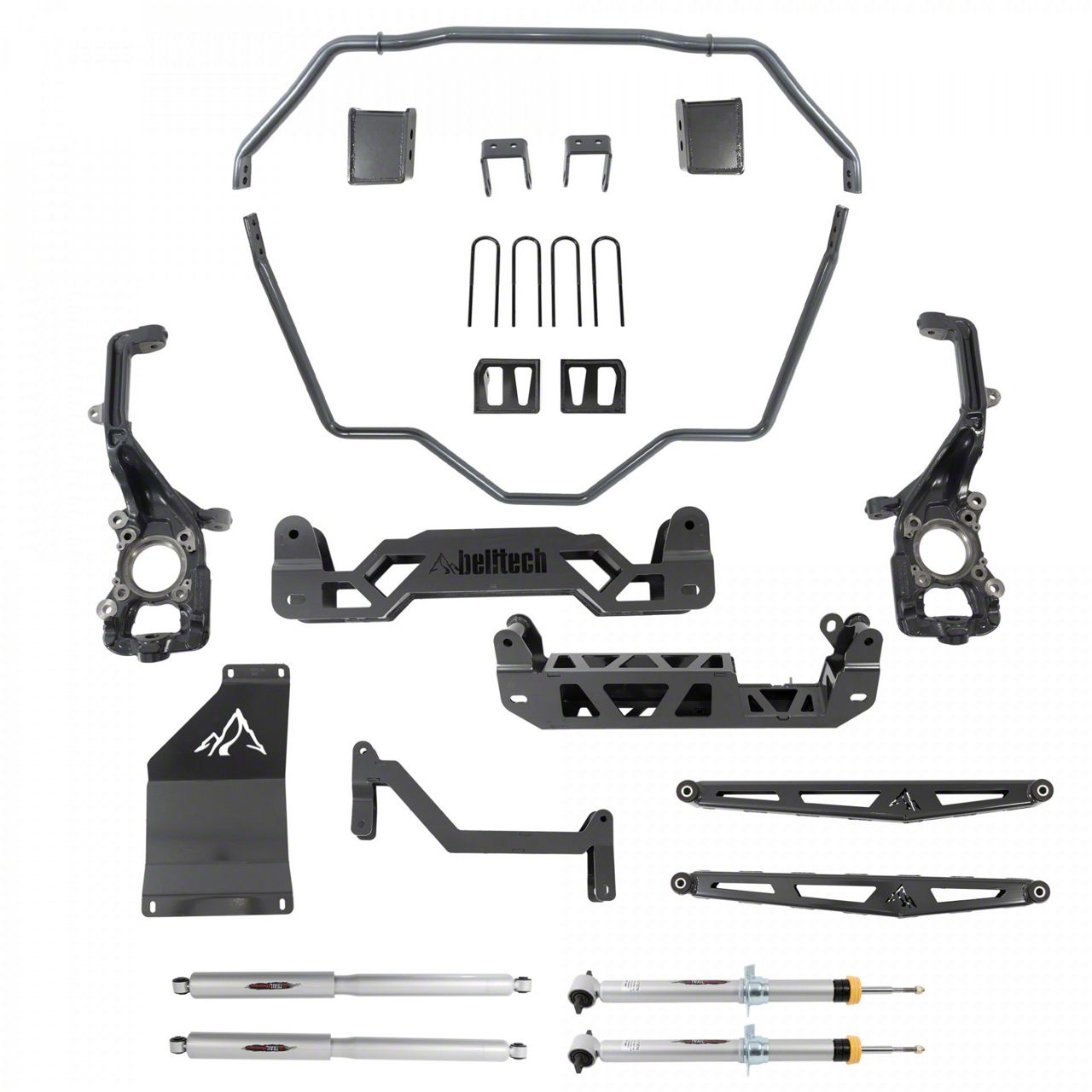 Belltech 5 to 7-Inch Suspension Lift Kit with Trail Performance Shocks and Struts (21-24 4WD F-150, Excluding PowerBoost, PowerStroke & Raptor)