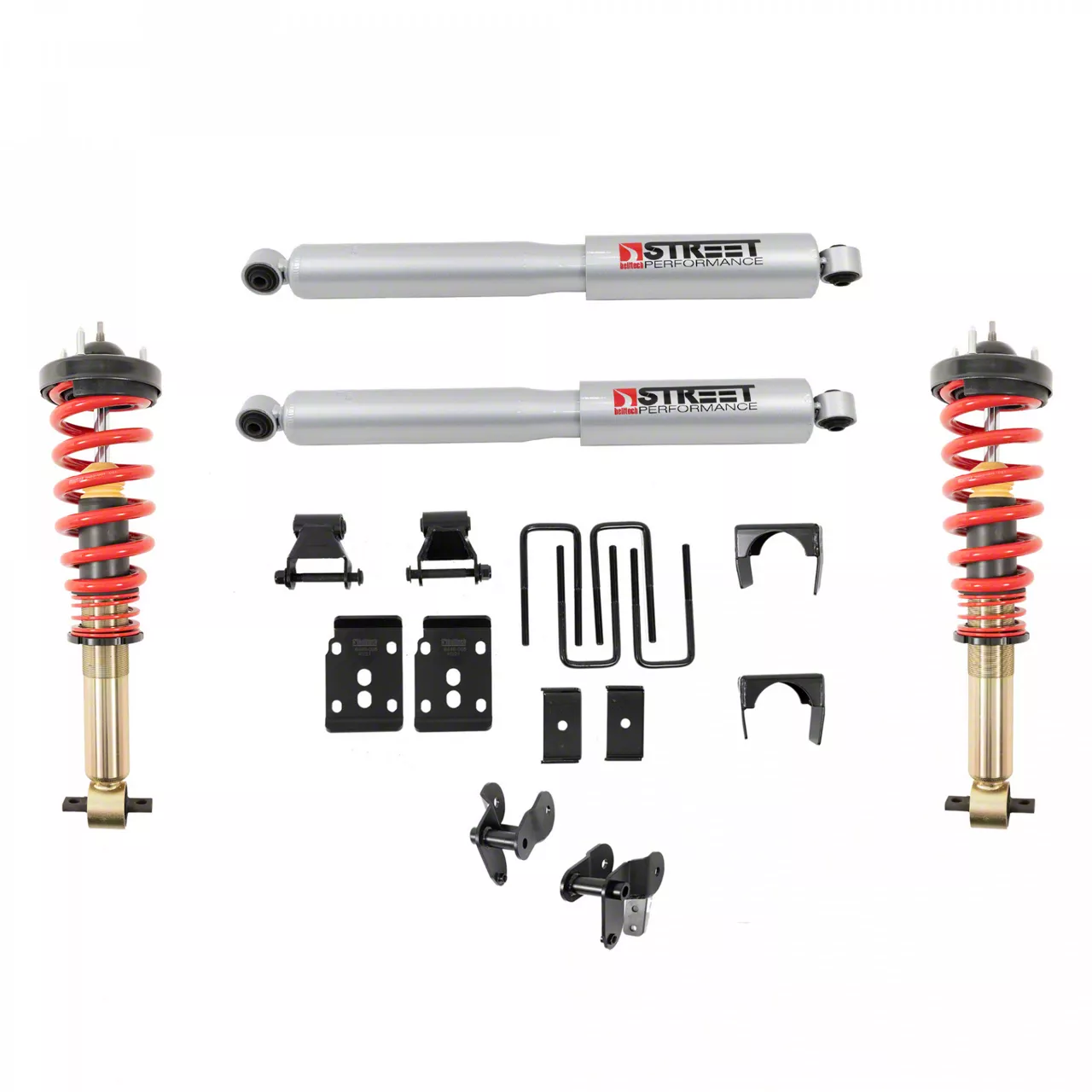 Belltech Height Adjustable Lowering Coil-Over Kit for 0 to 3.50-Inch Front Drop and 5.50-Inch Rear Drop (21-24 4WD F-150, Excluding Raptor)
