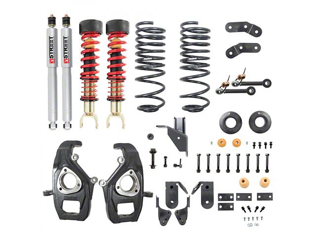 Belltech Lowering Kit with Coil-Overs and Street Performance Shocks for Factory 20-Inch Wheels; 3 to 4-Inch Front / 4 to 5-Inch Rear (19-24 RAM 1500 w/o Air Ride, Excluding TRX)