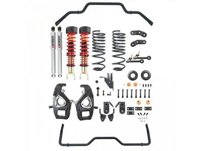 Belltech Lowering Kit with Coil-Overs, Street Performance Shocks and Anti-Sway Bars for Factory 20-Inch Wheels; 3 to 4-Inch Front / 4 to 5-Inch Rear (19-24 RAM 1500 w/o Air Ride, Excluding TRX)
