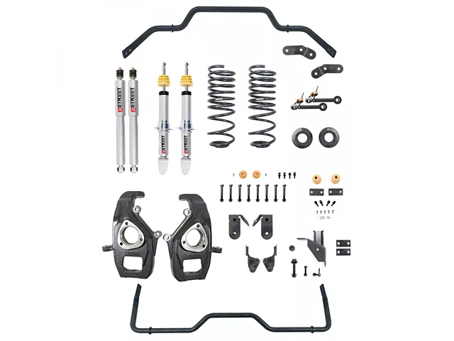 Belltech Lowering Kit with Street Performance Struts, Shocks and Anti-Sway Bars for Factory 20-Inch Wheels; 2-Inch Front / 3 to 4-Inch Rear (19-24 RAM 1500 w/o Air Ride, Excluding TRX)