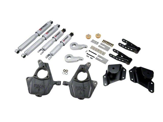 Belltech Lowering Kit with Street Performance Shocks; 3 to 4-Inch Front / 4-Inch Rear (05-06 2WD Sierra 1500 Regular Cab)