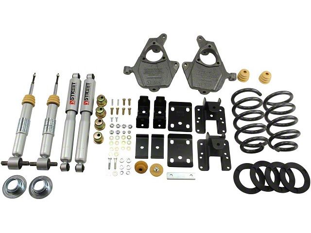 Belltech Lowering Kit with Street Performance Shocks; 3 to 4-Inch Front / 5 to 6-Inch Rear (07-13 2WD Sierra 1500 Extended Cab, Crew Cab)