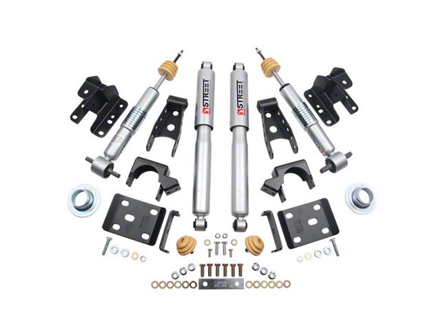 Belltech Lowering Kit with Street Performance Shocks; +1 to -2-Inch Front / 4-Inch Rear (14-18 2WD Sierra 1500)