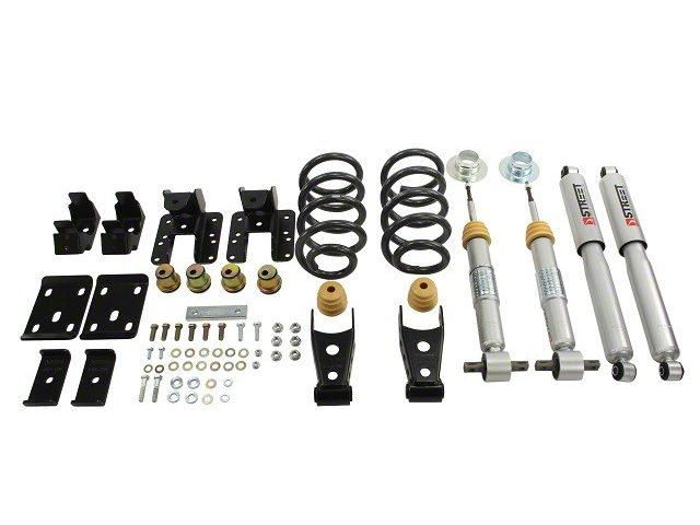 Belltech Lowering Kit with Street Performance Shocks; 1 to 2-Inch Front / 4-Inch Rear (14-18 2WD Sierra 1500 Double Cab, Crew Cab)