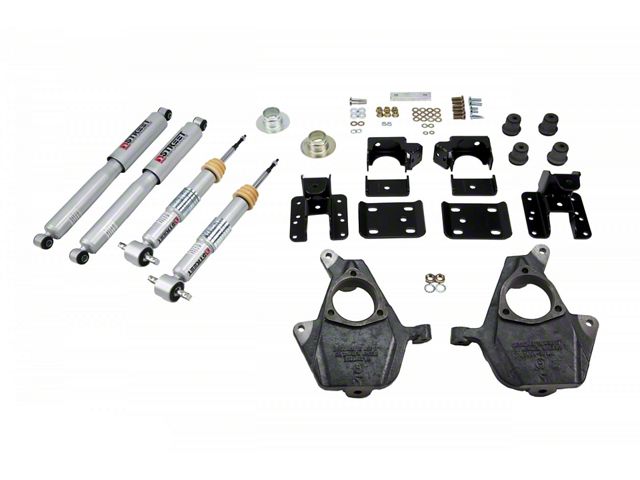 Belltech Lowering Kit with Street Performance Shocks; 2-Inch Front / 4-Inch Rear (16-18 4WD Sierra 1500 w/ Stock Cast Aluminum or Stamped Steel Control Arms, Excluding Denali)