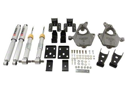 Belltech Lowering Kit with Street Performance Shocks; 2-Inch Front / 4-Inch Rear (14-16 2WD Sierra 1500 w/ Stock Cast Steel Control Arms)