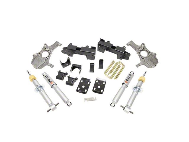 Belltech Lowering Kit with Street Performance Shocks; 2 to 4-Inch Front / 6-Inch Rear (19-24 4WD Sierra 1500 Double Cab, Crew Cab w/ 5.80-Foot Short Box, Excluding AT4 & Denali)