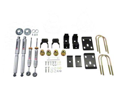 Belltech Lowering Kit with Street Performance Shocks; 3 to 4-Inch Front / 7-Inch Rear (14-15 2WD Sierra 1500 Regular Cab w/ Stock Cast Steel Control Arms)
