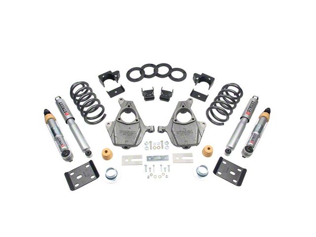 Belltech Lowering Kit with Street Performance Shocks; 3 to 4-Inch Front / 7-Inch Rear (16-18 2WD Sierra 1500 Regular Cab)