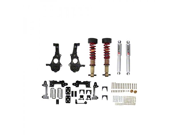 Belltech Performance Lowering Kit with Height Adjustable Front Coil-Overs; 2 to 4-Inch Front / 6-Inch Rear (19-21 4WD Sierra 1500 w/ 5.80-Foot Short Box)