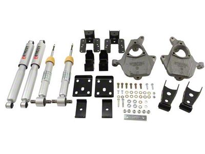 Belltech Lowering Kit with Street Performance Shocks; 2-Inch Front / 4-Inch Rear (14-16 2WD Silverado 1500 w/ Stock Cast Steel Control Arms)