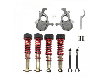 Belltech Lowering Kit with Height Adjustable Coil-Overs; 2.50 to 3.50-Inch Front / 1 to 4.50-Inch Rear (21-24 Tahoe w/o ARC or MagneRide)