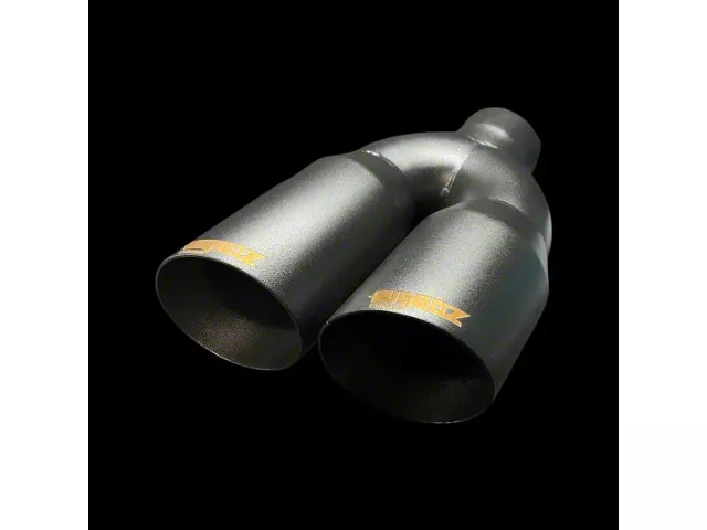 Bigboz Exhaust Universal Double Wall Lightning Style Exhaust Tips; 4-Inch; Flat Black (Fits 3-Inch Tailpipe)