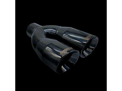 Bigboz Exhaust Universal Double Wall Lightning Style Exhaust Tips; 4-Inch; Black Chrome (Fits 3-Inch Tailpipe)