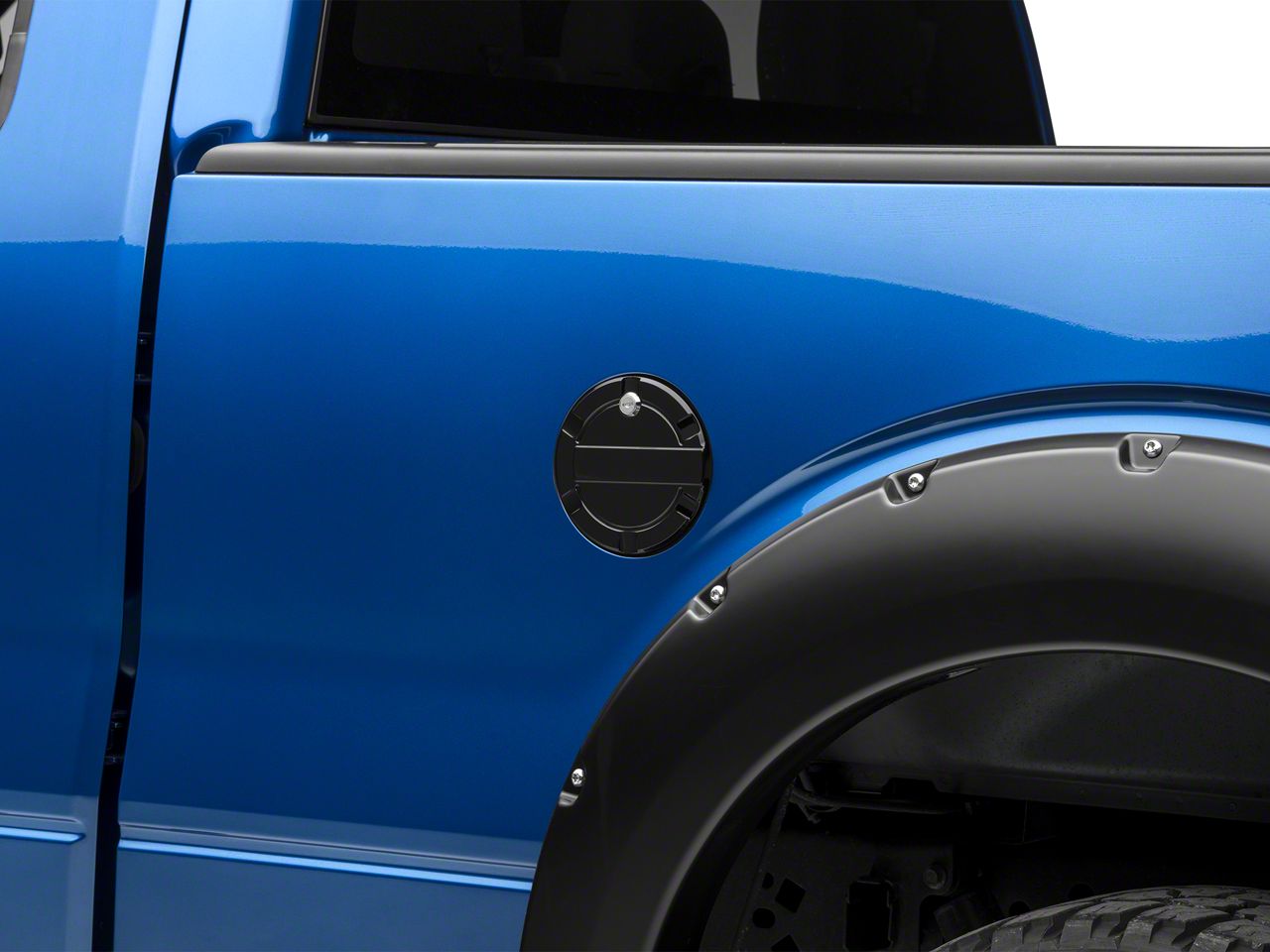 RedRock F150 Striker Style Billet Locking Fuel Door; Gloss Black