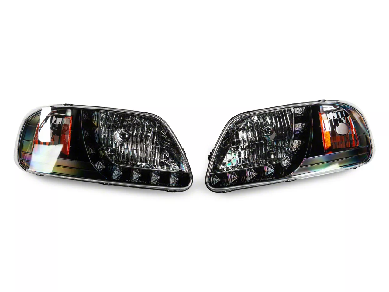 Euro Headlights with LED DRL; Matte Black Housing; Clear Lens (97-03 F-150)