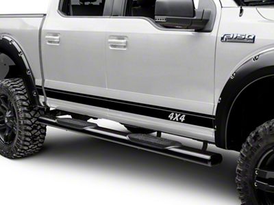 SEC10 Rocker Stripes with 4x4 Logo; Gloss Black (97-24 F-150)