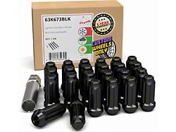 Black 6-Spline Lug Nut Kit; 14mm x 2.0; Set of 24 (04-14 F-150)