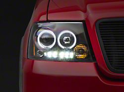 LED Halo Projector Headlights; Matte Black Housing; Clear Lens (04-08 F-150)