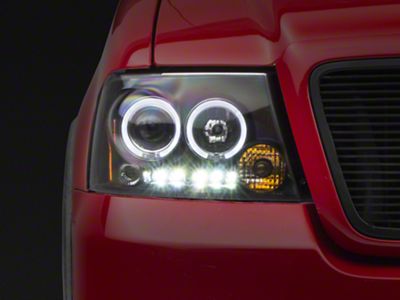 LED Halo Projector Headlights; Matte Black Housing; Clear Lens (04-08 F-150)