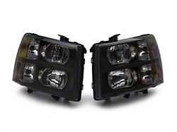 Euro Crystal Headlights; Black (07-13 Silverado 1500)