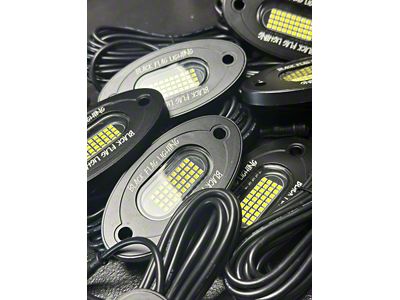 Black Flag Lighting 36 LED Chip Pure White Rock Lights with Extensions; Standard/Drill Mount; Set of 20 (Universal; Some Adaptation May Be Required)