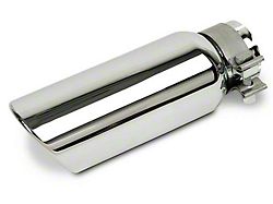 Angled Cut Rolled End Round Exhaust Tip; 4-Inch; Polished (Fits 2.75-Inch Tailpipe)