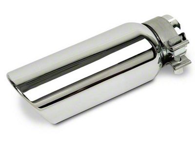 Angled Cut Rolled End Round Exhaust Tip; 4-Inch; Polished (Fits 2.75-Inch Tailpipe)